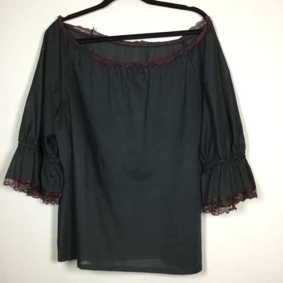 Black with purple lace edge witchy top semi sheer size M witchcore whimsygoth - Picture 1 of 5